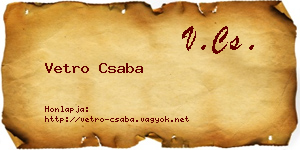 Vetro Csaba névjegykártya